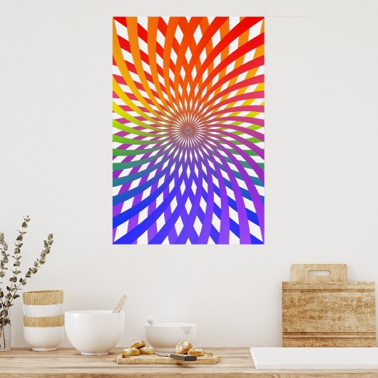 Psychedelisch Poster: Regenboogspiraal Poster (Keuken)