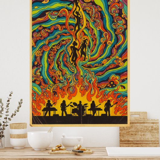  psychedelisch Poster uit de jaren zeventig met Tr (Keuken)