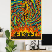 psychedelisch Poster uit de jaren zeventig met Tr (Thuiskantoor)
