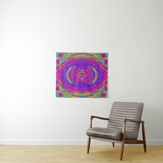 Psychedelisch radiaal patroon wandkleed (In Situ (horizontaal))