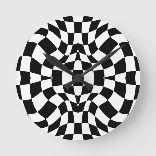 Psychedelisch schaakspel ronde klok (Voorkant)