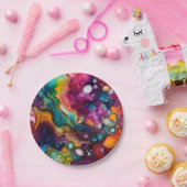 Psychedelisch surrealistisch Waterverf patroon Papieren Bordje (Feest)