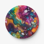 Psychedelisch surrealistisch Waterverf patroon Papieren Bordje (Voorkant)