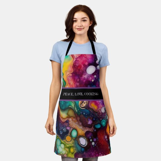 Psychedelisch surrealistisch Waterverf patroon Schort (Gedragen)