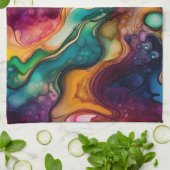 Psychedelisch surrealistisch Waterverf patroon Theedoek (Gevouwen)