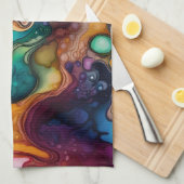 Psychedelisch surrealistisch Waterverf patroon Theedoek (Quarter Fold)