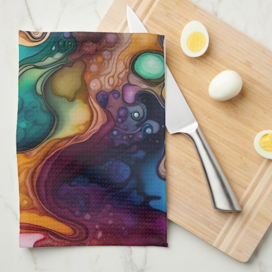 Psychedelisch surrealistisch Waterverf patroon Theedoek (Quarter Fold)