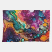 Psychedelisch surrealistisch Waterverf patroon Theedoek (Horizontaal)