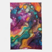 Psychedelisch surrealistisch Waterverf patroon Theedoek (Verticaal)