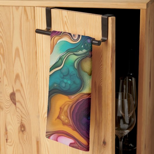 Psychedelisch surrealistisch Waterverf patroon Theedoek (Derde Gevouwen)