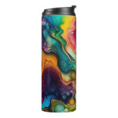 Psychedelisch surrealistisch Waterverf patroon Thermosbeker (Gedraaid links)