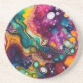 Psychedelisch surrealistisch Waterverf patroon Zandsteen Onderzetter (Voorkant)