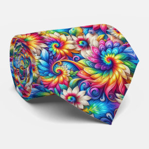 Psychedelisch Tie-Dye Bloemmotief Stropdas