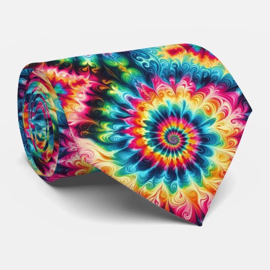 Psychedelisch Tie-Dye Patroon Stropdas (Opgerold)