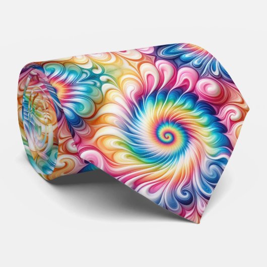 Psychedelisch Tie-Dye Patroon Stropdas (Opgerold)