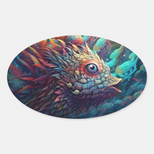 Psychedelisch Trippy-wezen Ovale Sticker (Voorkant)