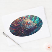 Psychedelisch Trippy-wezen Ovale Sticker (Envelop)