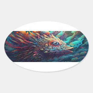 Psychedelisch Trippy-wezen Ovale Sticker