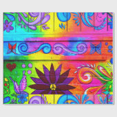 psychedelisch verpakkingspapier van hippie 70 cadeaupapier (Vlak)