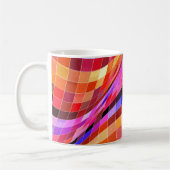 Psychedelisch vierkant patroon koffiemok (Links)