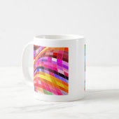 Psychedelisch vierkant patroon koffiemok (Voorkant links)