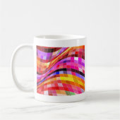 Psychedelisch vierkant patroon koffiemok (Links)
