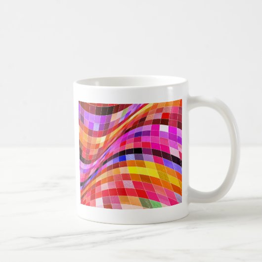 Psychedelisch vierkant patroon koffiemok (Rechts)