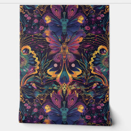 Psychedelisch vliegtapijt botanisch behang