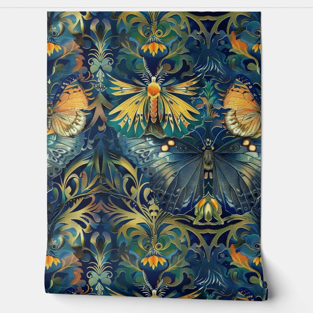 Psychedelisch vliegtapijt botanisch behang (Afrollen)