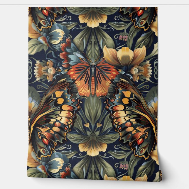 Psychedelisch vliegtapijt botanisch behang (Afrollen)