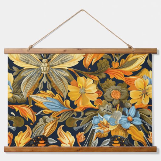 Psychedelisch vliegtapijt botanisch hangend wandkleed (Voorkant)