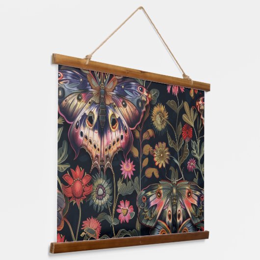 Psychedelisch vliegtapijt botanisch hangend wandkleed (Gebogen)