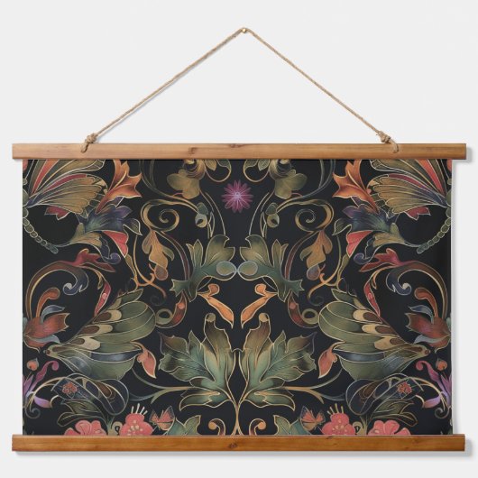 Psychedelisch vliegtapijt botanisch hangend wandkleed (Voorkant)