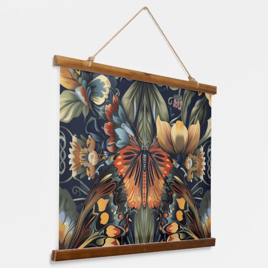 Psychedelisch vliegtapijt botanisch hangend wandkleed (Gebogen)