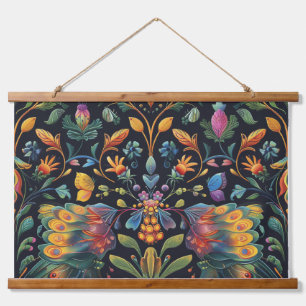 Psychedelisch vliegtapijt botanisch hangend wandkleed