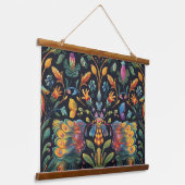 Psychedelisch vliegtapijt botanisch hangend wandkleed (Gebogen)