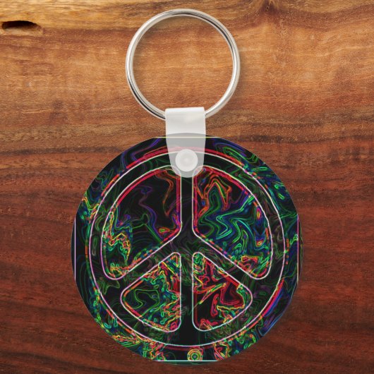 psychedelisch vredesbord sleutelhanger (Voorkant)