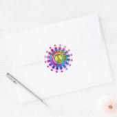 PSYCHEDELISCH VREDESTEKEN RONDE STICKER (Envelop)