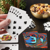 Psychedelisch vrouwenportret pokerkaarten (Insitu)