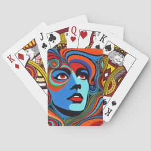 Psychedelisch vrouwenportret pokerkaarten