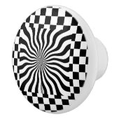 Psychedelisch + Zwarte Witte Ruiten Keramische Knop (Rechts)