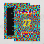 Psychedelische 27e verjaardag uitnodiging (Voorkant / Achterkant)