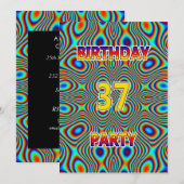 Psychedelische 37e verjaardag uitnodiging (Voorkant / Achterkant)