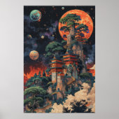 Psychedelische 3D DMT Baobab Bonsai Ukiyo-e Poster (Voorkant)