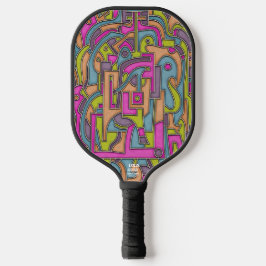 Psychedelische 60s Retro Mod Geometrische Ontwerp  Pickleball Paddle