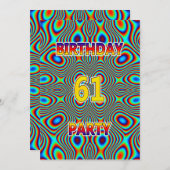 Psychedelische 61e verjaardag uitnodiging (Voorkant / Achterkant)