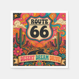 Psychedelische 70s Route 66 Trippy Highway Partyar Servet