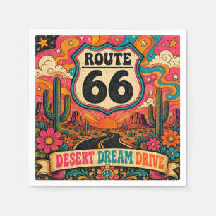 Psychedelische 70s Route 66 Trippy Highway Partyar Servet