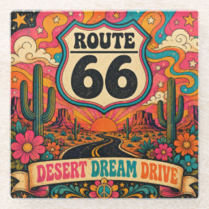 Psychedelische 70s Snelweg Trippy Mother Road Bara Glazen Onderzetter