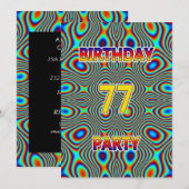 Psychedelische 77e verjaardag uitnodiging (Voorkant / Achterkant)
